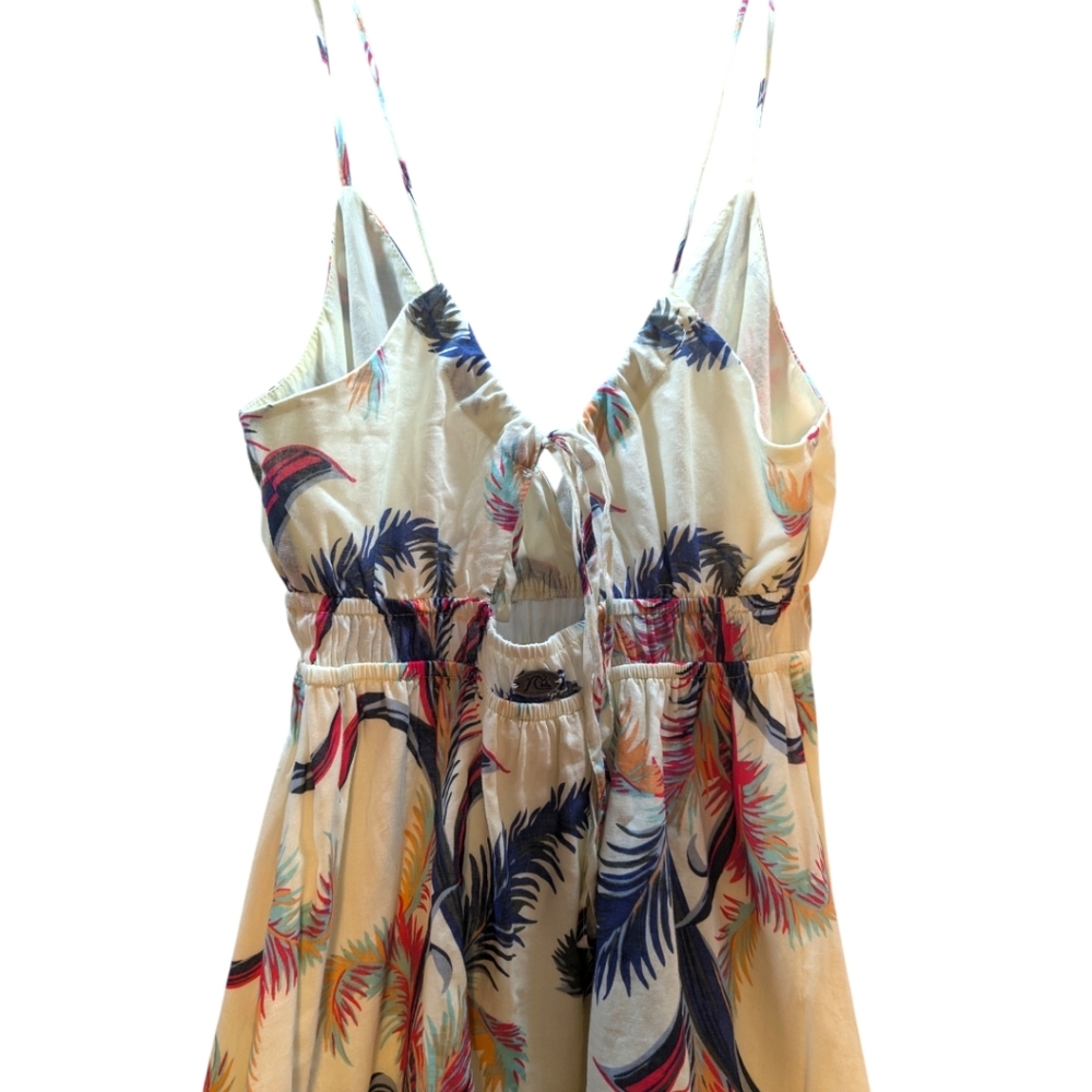 Quicksilver Boho Floral Maxi Dress 100% Cotton Feather Print Floor Lengt… - Picture 9 of 16